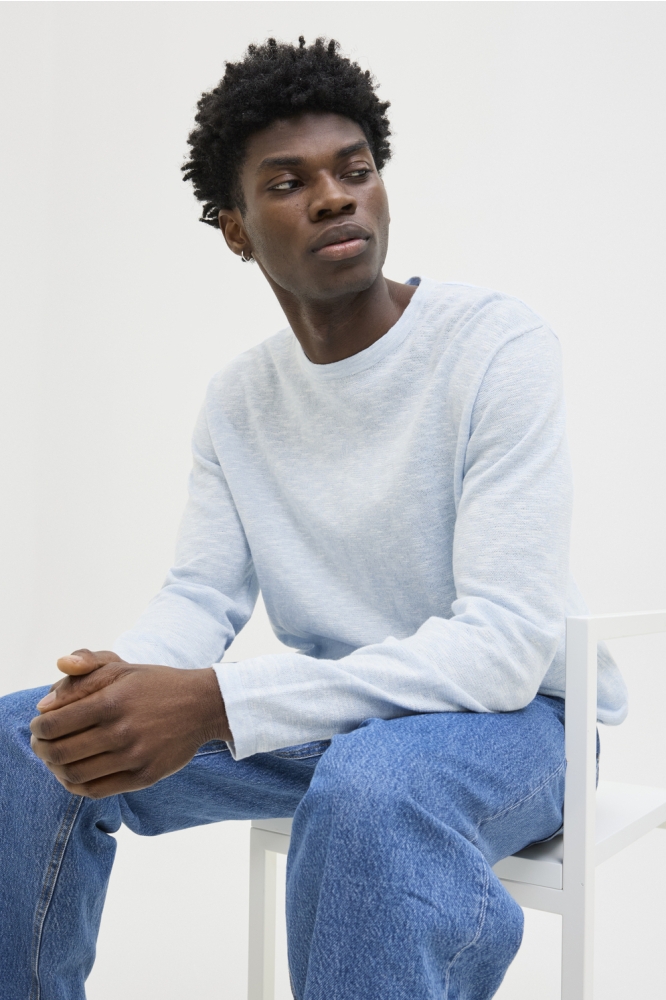 JJESUMMER KNIT CREW NECK SN 12269631 CHAMBRAY BLUE
